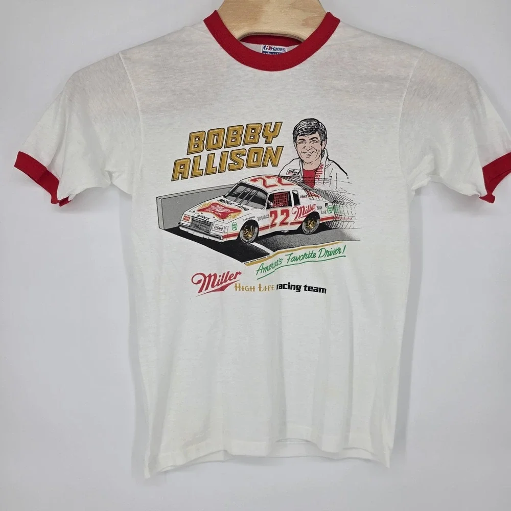 Bobby Allison Miller High Life Racing T-Shirt Nascar Mens USA Vintage Hanes 80s